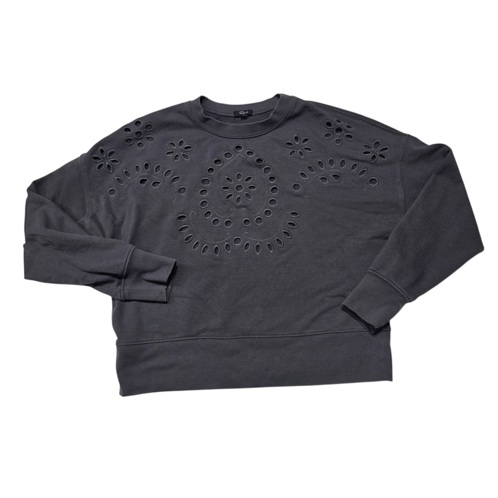 Rails Alice Eyelet Sweatshirt Women Small Vintage Black Cotton Blend Pullover